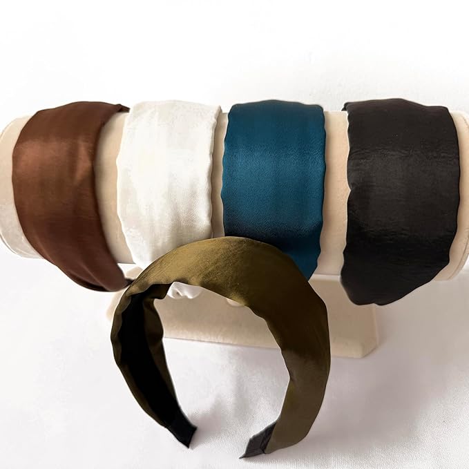 LONEEDY 5 Pack Wide Hard No-Slip Headband for Women, Girls’s Hair Band Pleated Cloth Fabric Hair Hoop Accessories (5 Mixed color)