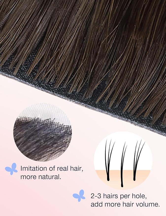 DOORES Invisible Hair Extensions Real Human Hair Tape in Invisi Edge, Dark Brown to Chestnut Brown 10 Injection Tape-ins with 10 Injection Tape-ins 50g 14 Inch, Tape in Extensions