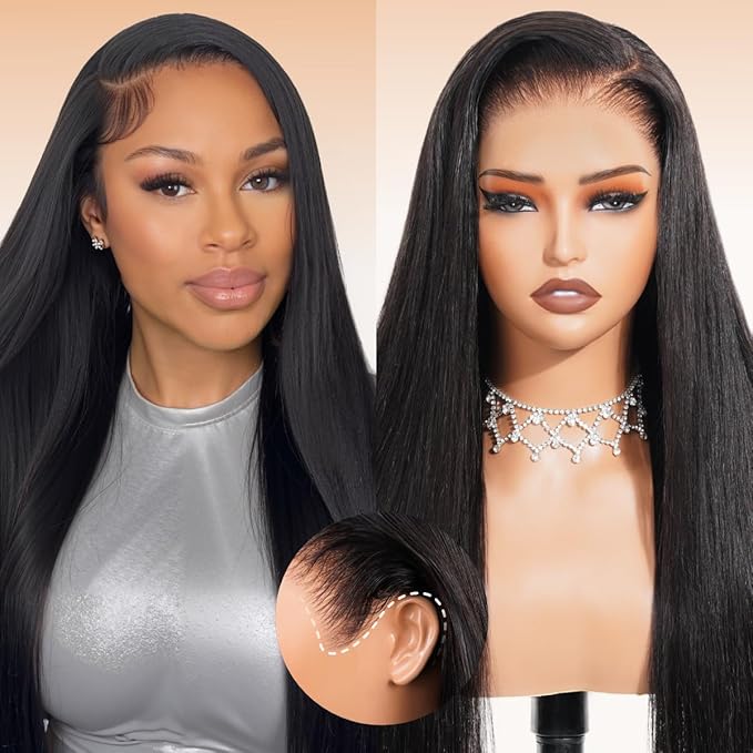 Arabella Hair 13x6 Lace Front Wigs Human Hair 210% Density Glueless Wig Human Hair 100% Straight Human Hair Wigs 12A Pre Plucked Pre-Bleached Pre-Cut Glueless Wig (24inch,13x6 Straight Hair)