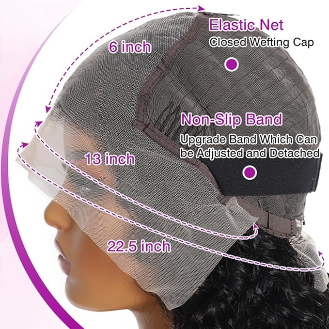 Deep Wave Lace Frontal Wigs Human Hair Pre Plucked Wet and Wavy 13X6 Lace Front Wigs Human Hair Glueless Brazilian Natural Black Deep Curly Wigs for Black Women 210% Density 18Inch