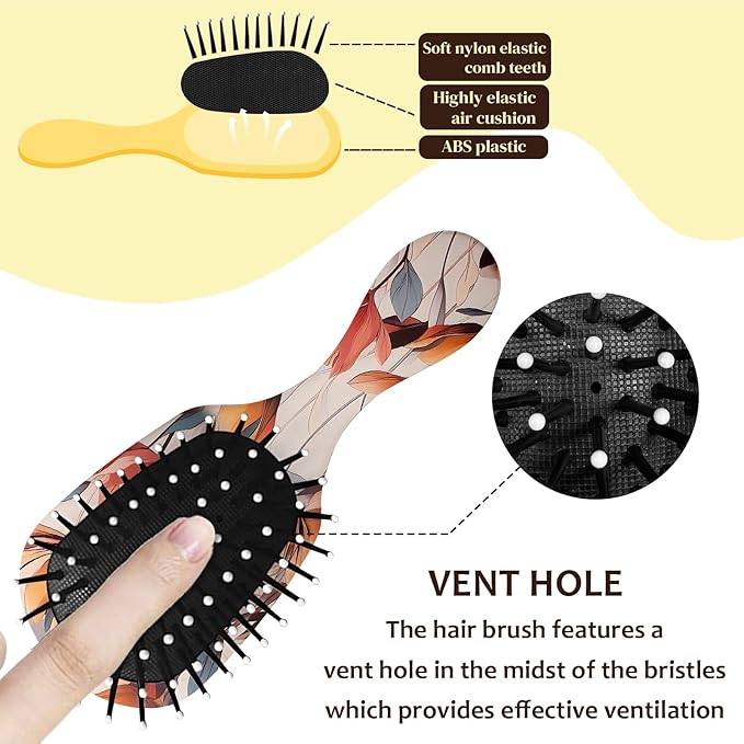 Mini Hair Brush,Cute Detangling Travel Hair Brush,Soft Bristles for Effortless Tangle Removal,Detangler Hairbrush for Women Men Boys Girls Kids Wet Dry All Hair Types (Orange Tulip, Mini)