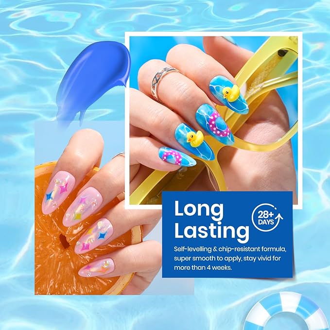 Beetles Gel Nail Polish Set, 6 Colors Bright Rainbow Nail Art Orange Blue Pink Green Neon Gel Polish Kit Soak Off UV Gel DIY Nail Art for Women Pool Party Holiday Manicure