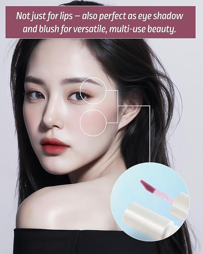 HEVVYMAKEUP Blurring Effect Lip Tint - Airy Velvet Matte Lips - Vegan, Longwear, Vibrant, Buildable Creamy Soft Texture - Korean Lip Makeup, Sweet Rosy, 0.13 fl.oz.