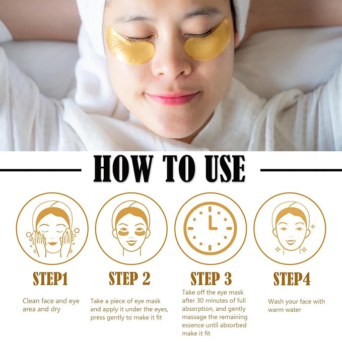 30 Pairs Lip Masks & Eye Mask, 24K Gold Gel Crystal Collagen Eye Patches for Puffy Eyes, Moisturizing Lip Mask Crystal Lip Pads, Under Eye Patches for Dark Circles, Eye Bags, Wrinkles and Fine Lines