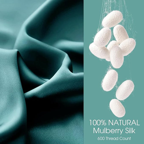 100% Silk Pillow Cases 2 Pack King Size Mulberry Silk Pillowcase for Hair and Skin Set of 2 Highest Grade 6A Silk Soft Breathable Silk Pillow Cases with Hidden Zipper, Teal