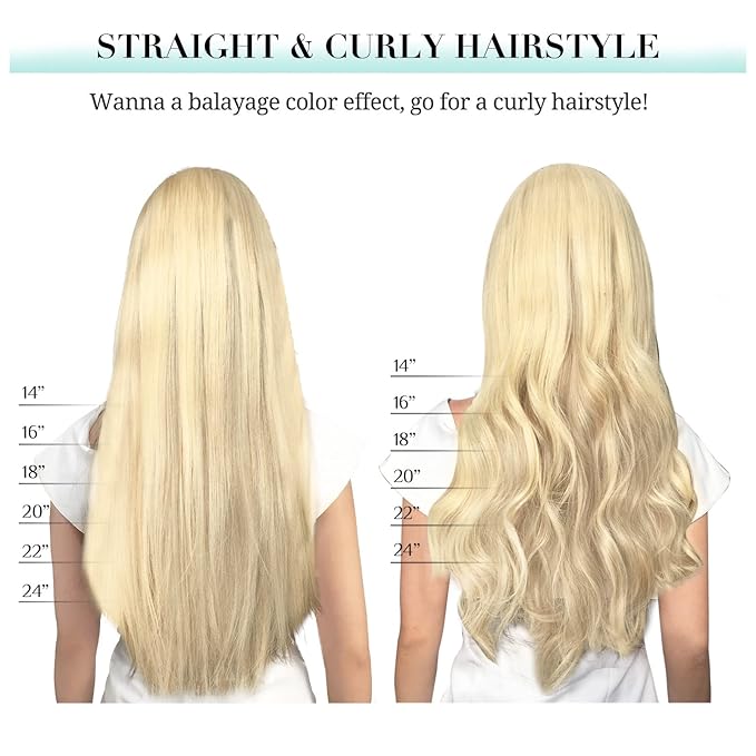 DOORES Clip in Hair Extensions - Ash Brown to Platinum Blonde, 150g 9pcs 16 Inch Remy Human Hair, Natural Silky Straight Thick
