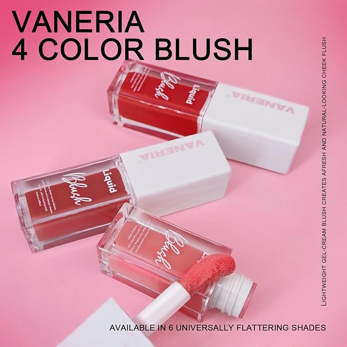 VANERIA Liquid Blush for Cheeks,Long lasting High Pigment Creme Blush,Multi-Use Makeup Blush Stick for Cheeks Lips Eyes,Natural Look Makeup Face Blushes.#3 (5g/0.17oz)