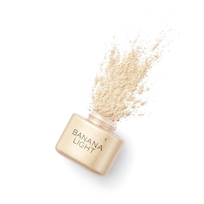 Revolution Beauty, Loose Baking Powder, Makeup Setting Powder, Long Lasting Coverage, Mattifies & Reduces Shine, Banana Light, 1.13 Oz