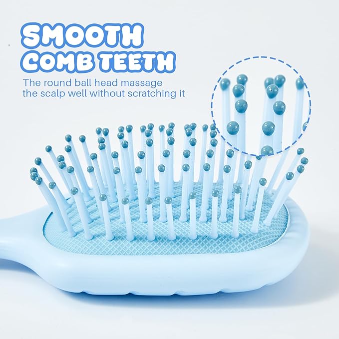 Mini Hair Bursh for Women Men and Kids, Protable Travel Size Hair Brush for Pockets Purses, Mini Detangler Brushes for All Hair Types, Small Paddle Brush for Detangling(Blue)