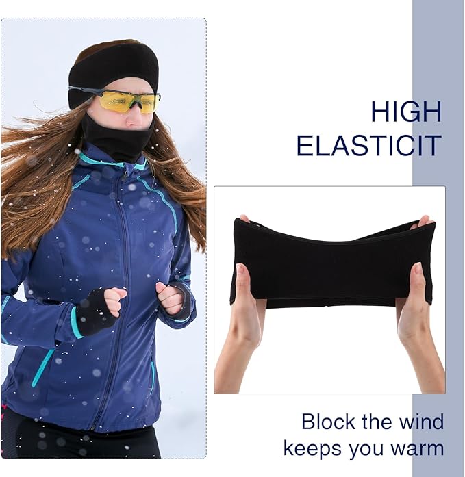 SATINIOR 12 Pcs Winter Neck Gaiters Fleece Neck Warmer Drawstring Thermal Face Scarf Ear Warmers Headband Head Wrap Ear Muff