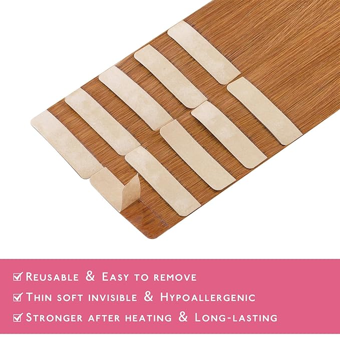 WENNALIFE Tape in Hair Extensions Human Hair Auburn Ginger Tape in Extensions, 10pcs 30g 22 inch Remy Invisible Tape Ins Straight Colored Soft Real Human Hair Tape in Extensions Refill Set Extensions