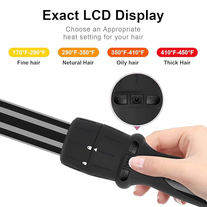 Curling Iron,PARWIN PRO BEAUTY 7 in 1 Curling Wand Set with 7 Interchangeable Barrels and Heat Protective Glove Auto Shut Off Dual Voltage