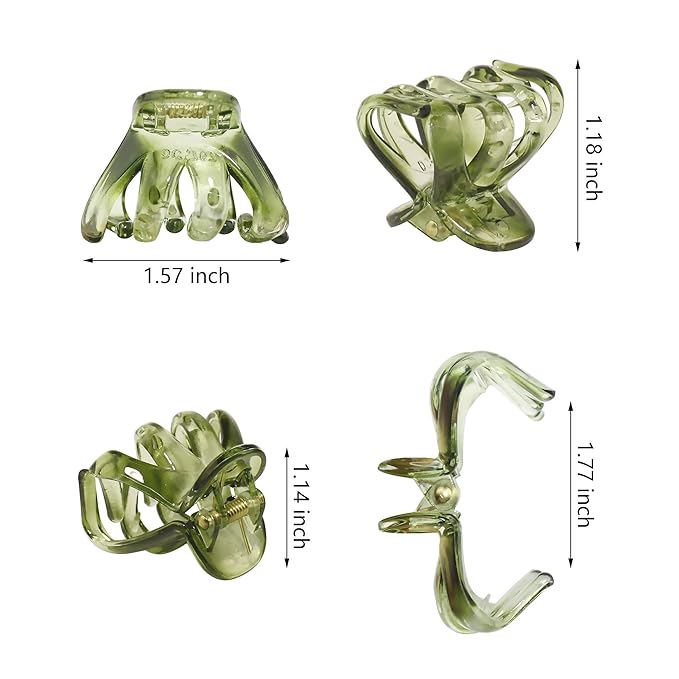 4cm Octopus Claw Clips for Clamp Half-up, 9 Pcs Colorful Small to Medium Hair Clips for Women and Girls Thick Cruly Hair, Non-slip, Durable, Hair Styling Accessories.(Transparent Color)