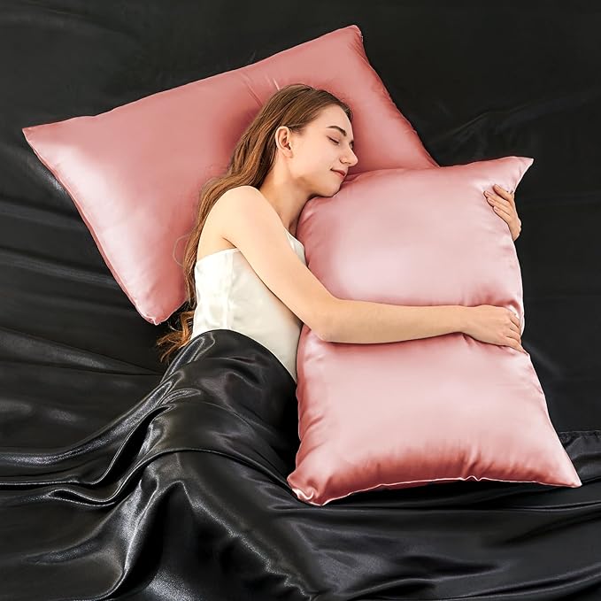 INFIIXSO Mulberry Silk Pillow Cases King Size Set of 2, Silk Pillowcase with Hidden Zipper 20"x36", Extraordinary Smooth and Soft Pillow Case for Hair and Skin(Blush Pink, 2 Pack)