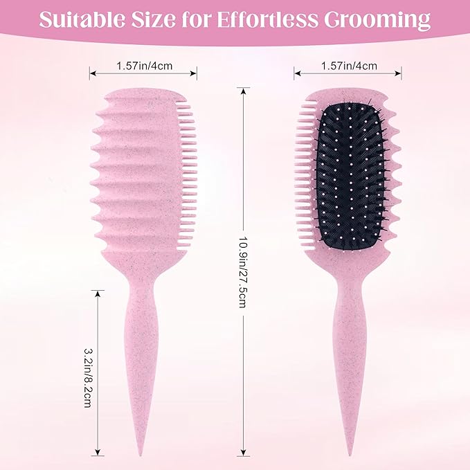 Curly Hair Brush for Detangling, Shaping and Defining Curls, Waves & Coils on All Light Wet or Dry Hair Types for Women and Men, Reduce Tangling, Curl Defining Brush, Light Rose Pink