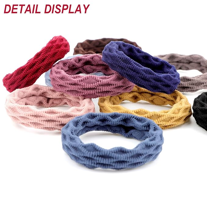 WILLBOND 60 Pieces Seamless Hair Ties, Cotton No Crease Hair Band for Women,girl,thick Heavy and Curly Hair,lightweight Highly Elastic,4 Styles (Mixed Color)