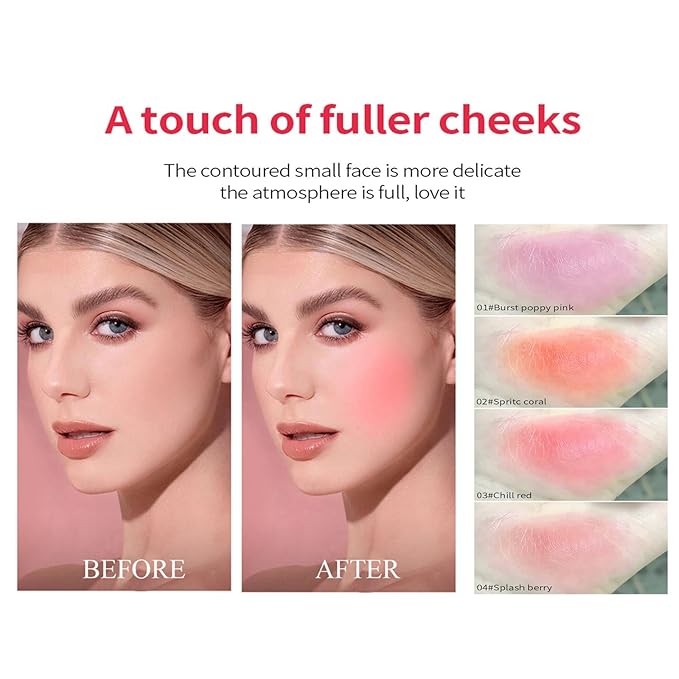 Milk Jelly Blush - Milk Blush - Sheer Cheek & Lip Stain，Long Lasting Milk Jelly Tint Have Transparent & Bright Colors (#2 red)