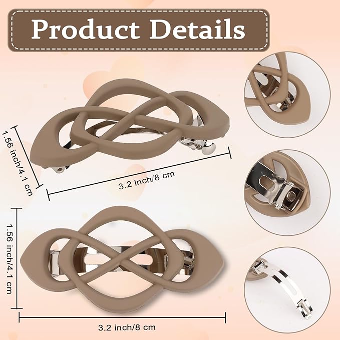 Hair Barrettes for Women 4packs Hair Clips French Barrette Khaki and Black Clip Stylish Accessories for Women Girls