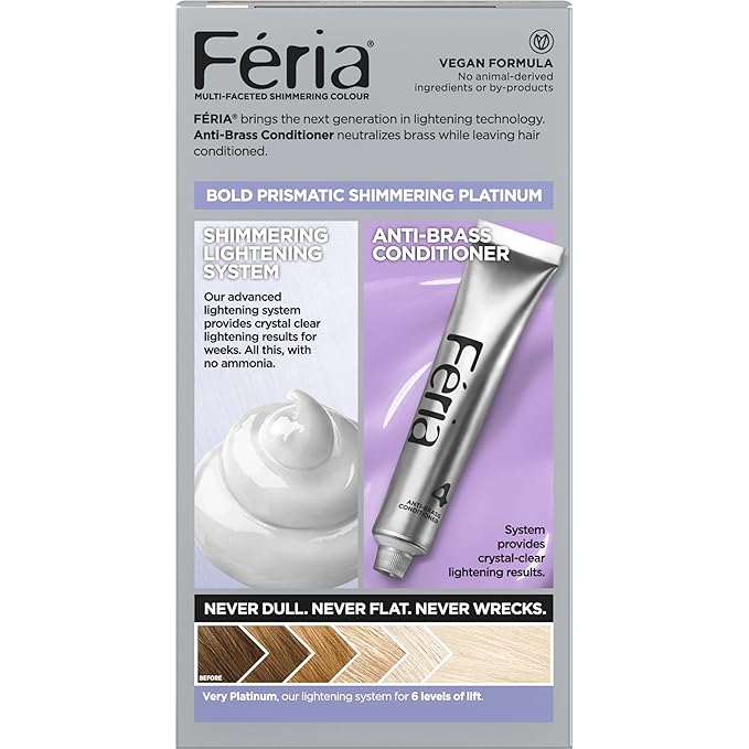 L'Oreal Paris Feria Multi-Faceted Shimmering Permanent Hair Color, Very Platinum, Pack of 1 Hair Dye Kit