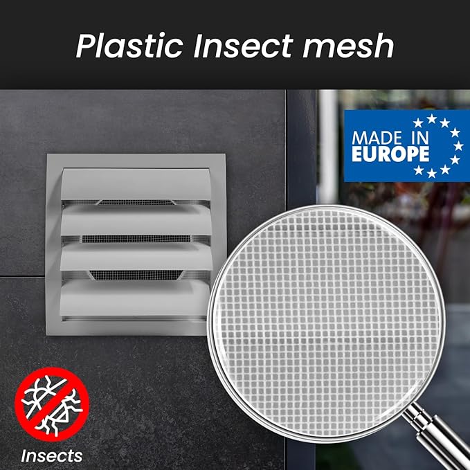 Repa Market 6 Inch Gray Dryer Vent Hood/Duct Cover for Walls or Ducting/ABS Plastic Grille with Flaps & Insect Screen/Exhaust and Dryer Vent Covers for Indoor & Outdoor Use