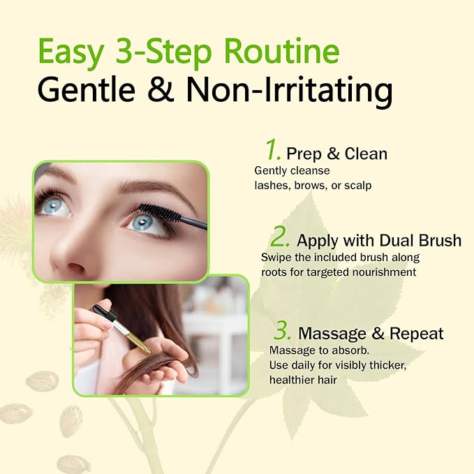 USDA Organic Jamaican Black Castor Oil - 100% Pure, Cold Pressed, Hexane-Free & Vegan, 2oz Brown Glass Bottle w/Dropper & Dual Brush for Hair Growth, Thicker Eyelashes, Brows & Scalp Care