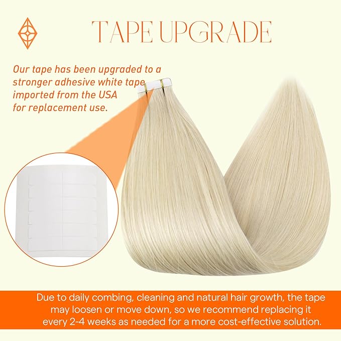 Full Shine Tape in Hair Extensions Blonde Tape in Hair Extensions Human Hair Blonde 60 22Inch Real Human Hair Tape ins 20Pcs 50Gram Natural Straight for Women Add Length