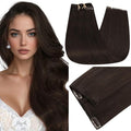 Full Shine Clip in Hair Extensions Dark Brown 24 Inch 220 G Long Dark Brown Hair Extensions Thick Human Hair Clip in Extensions for Length 7 Pcs