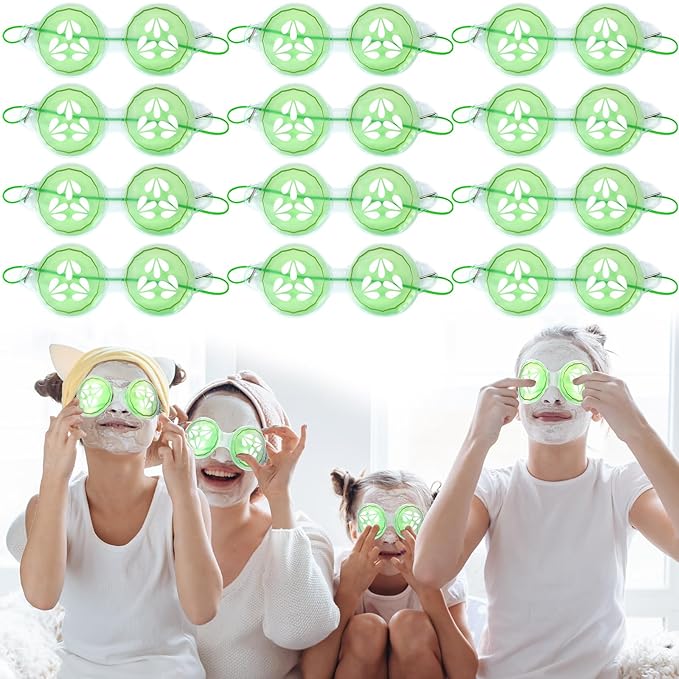 12 Pcs Cucumber Eye Pads Gel Eye Masks Cooling Heating Eye Pads Spa Party Favors Sleepover Party Slumber Party Supplies