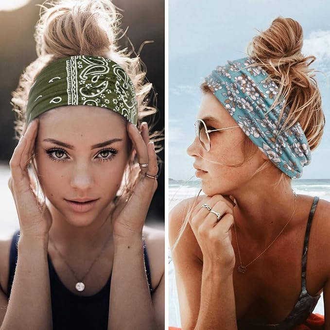 Huachi Headbands for Women Boho Elastic Hairbands for Women’s Hair Non Slip Wide Thick Head Band Fashion Soft Fabric Woman Headbands Short Hair Accessories for Women 6 Pack
