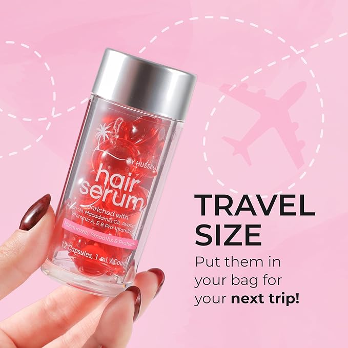 HUSSELL Hair Serum Bali Secret - no Rinse with Argan Macadamia & Avocado Oils - Vitamins A, E, Pro B5 - Conditioner for Women & Men - Travel-Size