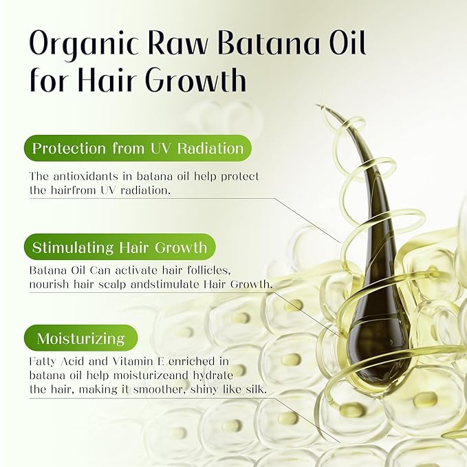 Raw Batana Oil for Hair Growth 4-in-1 Batana Oil with Rosemary, Castor Oils and Biotin for Reduce Hair Loss, Scalp Care, Repair Damaged Hair