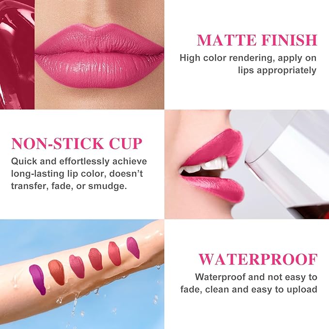 Lip Stain - Lip Stain Peel Off Long-Lasting with Matte Finish Waterproof & Transfer-Proof, Lip Liner Moisturizing & Nourishing Non-Stick Cup Highly Pigmented Color Lip Tint (02 Pink)