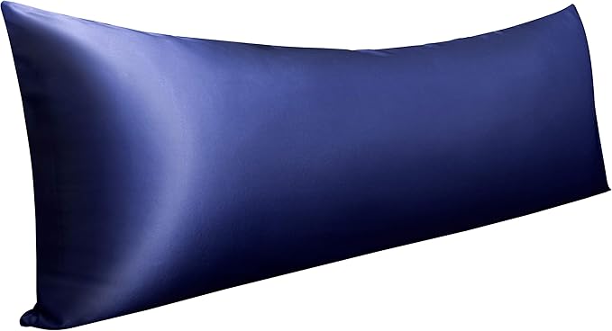 NTBAY Satin Body Pillowcase for Hair and Skin, Luxurious and Silky Pillow case with Envelope Closure, 20x54 Inches, Navy Blue
