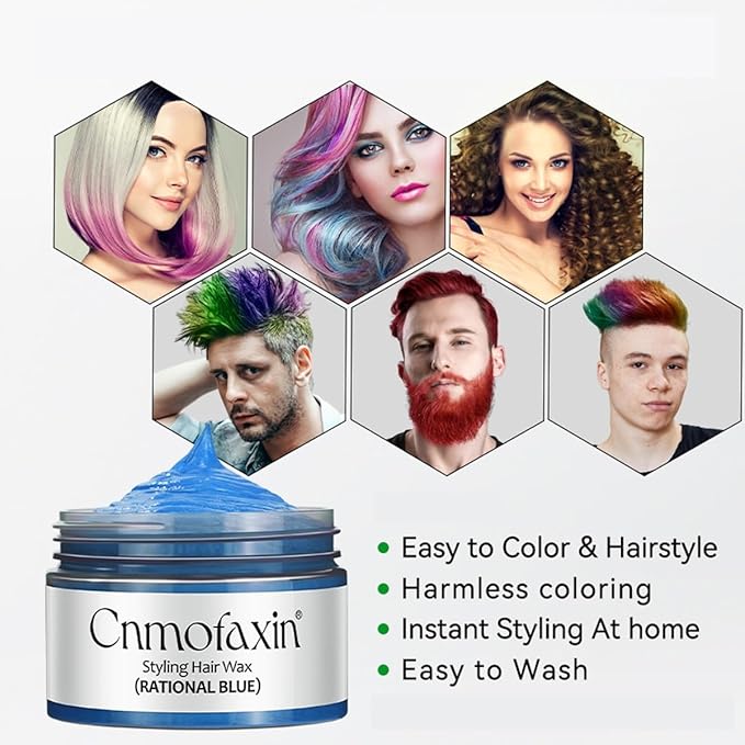 White Hair Color Wax,Temporary Hair Color Dye,Washable One-time Natural Hair Coloring Mud Wax for Halloween Cosplay, Party & Daily Use,Easy to Remove 4.23 oz