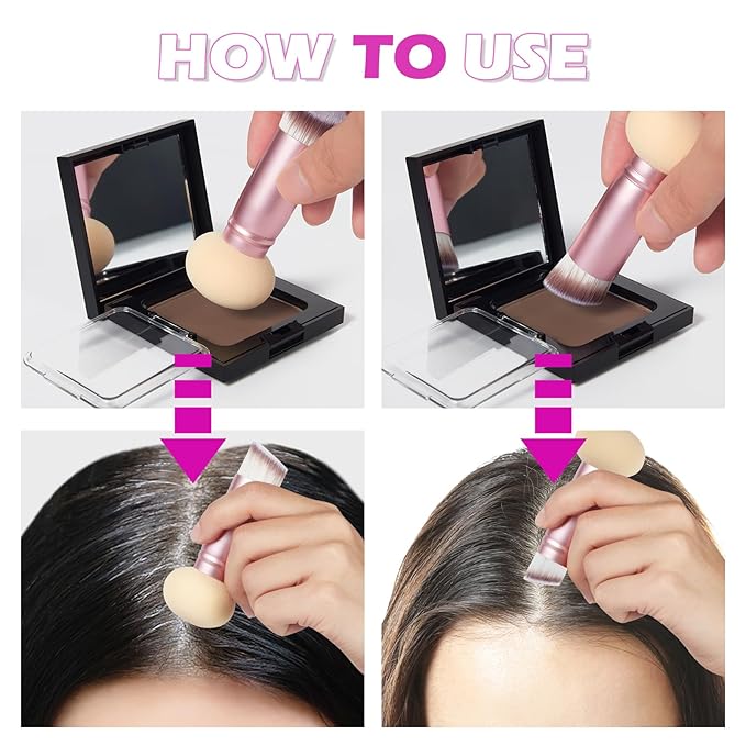 Acomler Root Touch Up Powder, Hairline Powder for Thinning Hair, Root Touch Up Hair Color, Gray Hair Coverage for Women Men Cover Up, Hair Loss Concealer Includes Makeup Brush (Medium Brown, 0.42oz)
