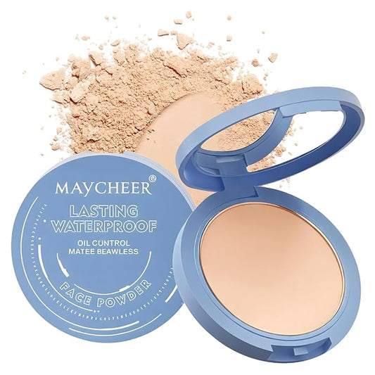 Maycheer Face Powder- Lasting Waterproof Face Powder-Maycheer Setting Powder Oil Absorbing Compact for Face (03, M)