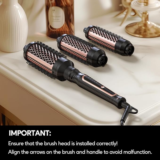 Terviiix PRO Thermal Brush Set for Voluminous Style, Non-blowing Heated Round Brush with Adjustable Temp, 3-in-1 Curling Brush with Detachable Head(1.25'',1.5'',1.77''), 20S Fast Heating with Dual MCH