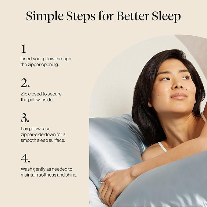 Kitsch Satin Pillowcase, Softer Than Silk Pillow Cases King, Cooling Pillow Covers, Satin Pillowcase with Zipper for Hair, Skin & Quality Sleep, Wrinkle-Free & Smooth, King Size 19"x36", Haze Blue