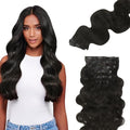 Lashey Seamless Clip in Hair Extensions Human Hair 7pcs 110g Body Wave 16 Inch Natural Black Clip in Hair Extensions with Invisi Edge for Women