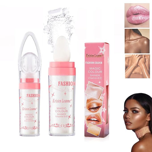 Polvo De Hadas Fairy Highlight Patting Powder Body Brightens the Natural Three-dimensional Patting Powder Blusher(01# White Moonbeam)