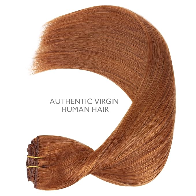 WENNALIFE Clip in Hair Extensions Real Human Hair, 20 Inch 120g 7pcs Clip in Hair Extensions Real Human Hair, Dirty Ginger Human Hair Clip in Extensions Remy Human Hair Extensions Clip Ins Double Weft