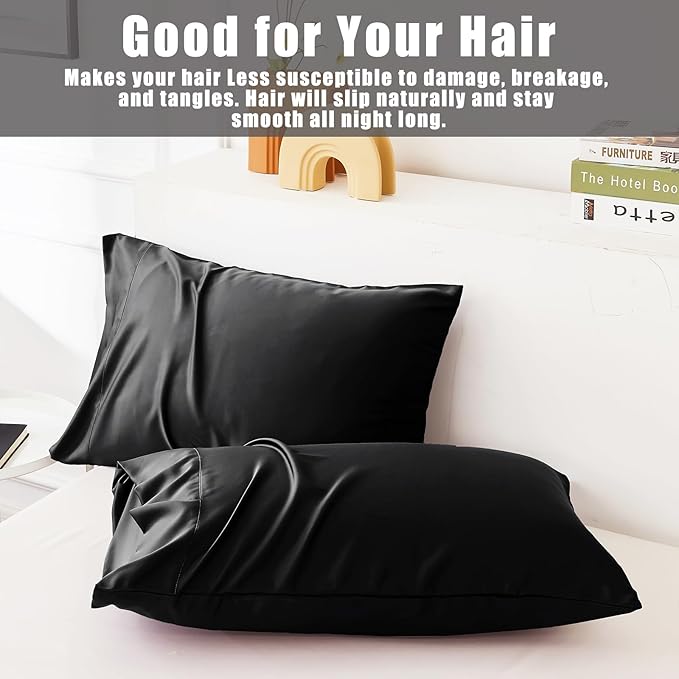 TELUS Pillow Cases King Size 2 Pack, Bamboo Rayon Cooling Pillowcases with Envelope Closure, Cool Breathable Pillow Case for Hot Sleepers & Night Sweats, 20x36 inches, Black