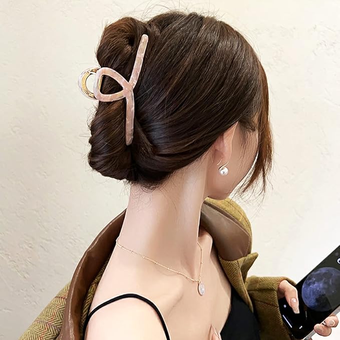 Big Large Butterfly Acetate Hair Clamps with Strong Hold for Long Thick Hair - 4.7" Hair Claw Clips for Women (1 Pc, Pink)