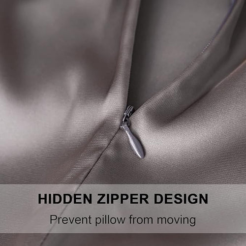2 Pcs Mulberry Silk Pillowcase for Hair and Skin,Cooling Silk Pillow Case with Hidden Zipper,Allergen Proof Dual Sides Soft Breathable Smooth Silk Pillow Cover for Women(Standard-2PCS,Dark Gray)