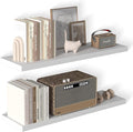 40 Inch Floating Shelf 2 Pack Large Floating Shelves for Wall No Drilling Accessories Included Deep Wall Shelves for Living Room Kitchen Farmhouse 40" W x 12" D x 1.2" White
