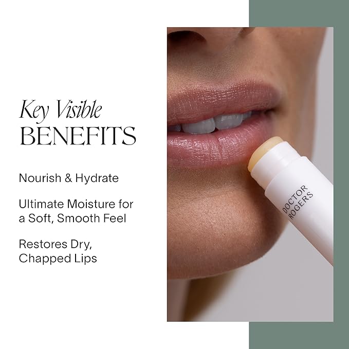 Doctor Rogers Lip Balm, Hydrating and Softening Lip Moisturizer For Very Dry Lips, Dermatologist-Created, Natural, & Hypoallergenic Moisturizing Lip Balms, 4.25g Tube
