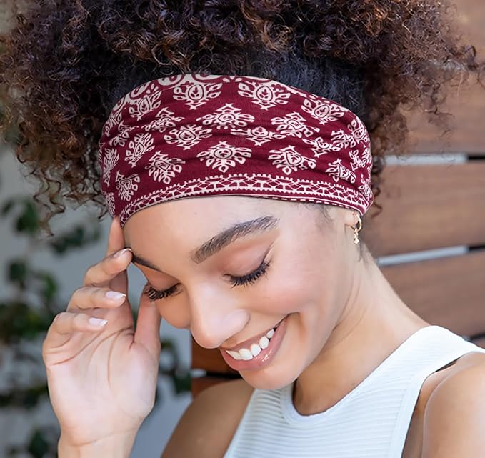 Huachi Wide Headbands for Women Non Slip, Thick Womens Bandana Headbands Boho Elastic Hair Bands for Women's Hair, Stretchy Sweat Headband