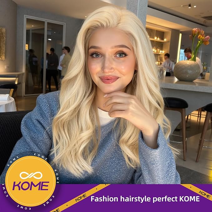 Light Blonde Synthetic Lace Front Wig,13×6 Curly Glueless Wigs for Women Daily Use 22IN（#R10119）