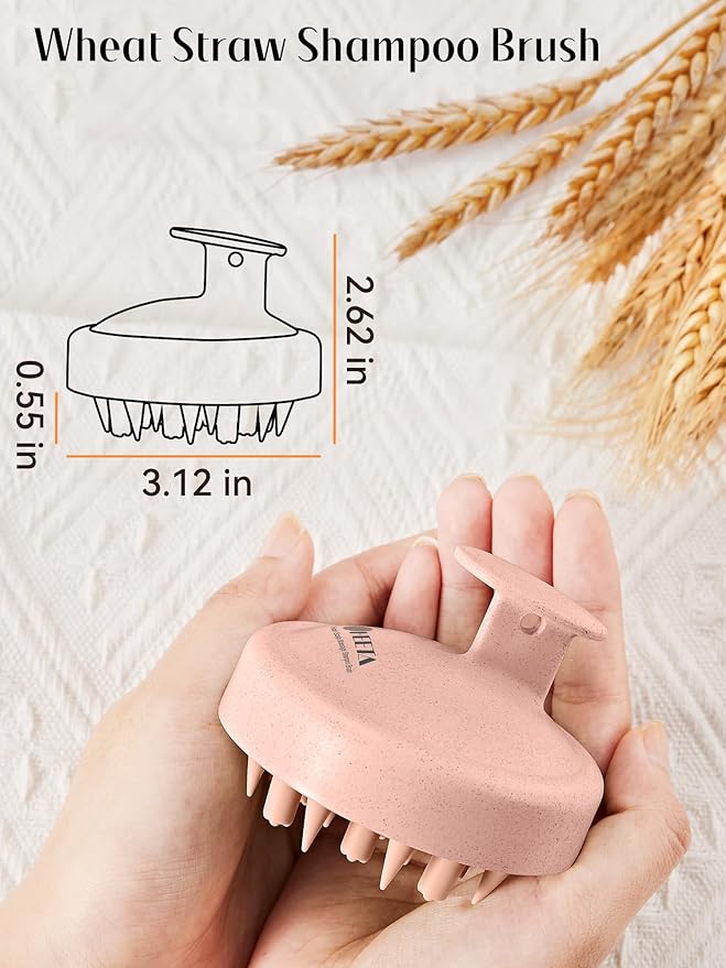 HEETA Hair Scalp Massager for Hair Growth, Shampoo Brush, Scalp Scrubber Exfoliator with Soft Silicone Bristles for Dandruff Removal to Relieve Stress, Wet Dry Use Updated Material, Pink