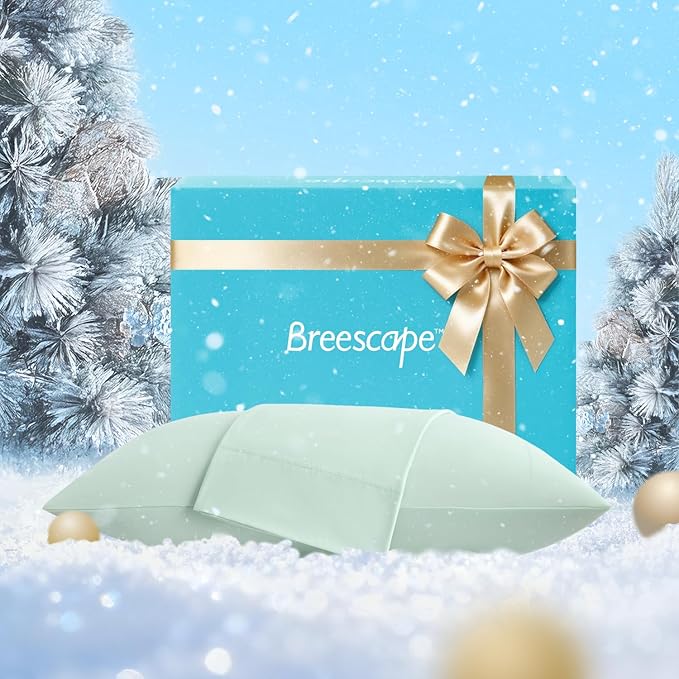 Breescape Cooling Pillow Cases Standard/Queen Size - BlendTek™ Dry & Cool Technology for Hot Sleepers and Night Sweats, 2 Pack Soft & Smooth Pillowcases for Hair & Skin Care, 20" x 30", Mint Green